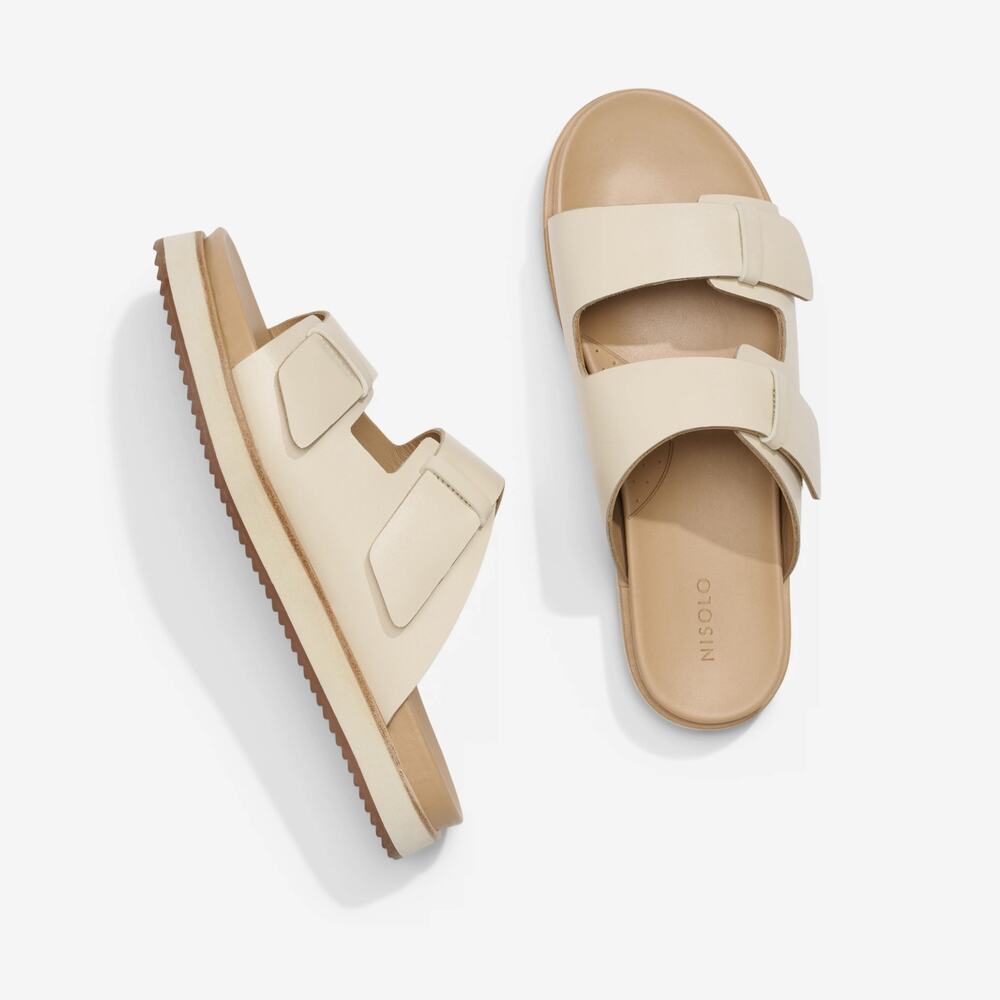 Nisolo Ella Flatform Slide in color Bone - size 8.5